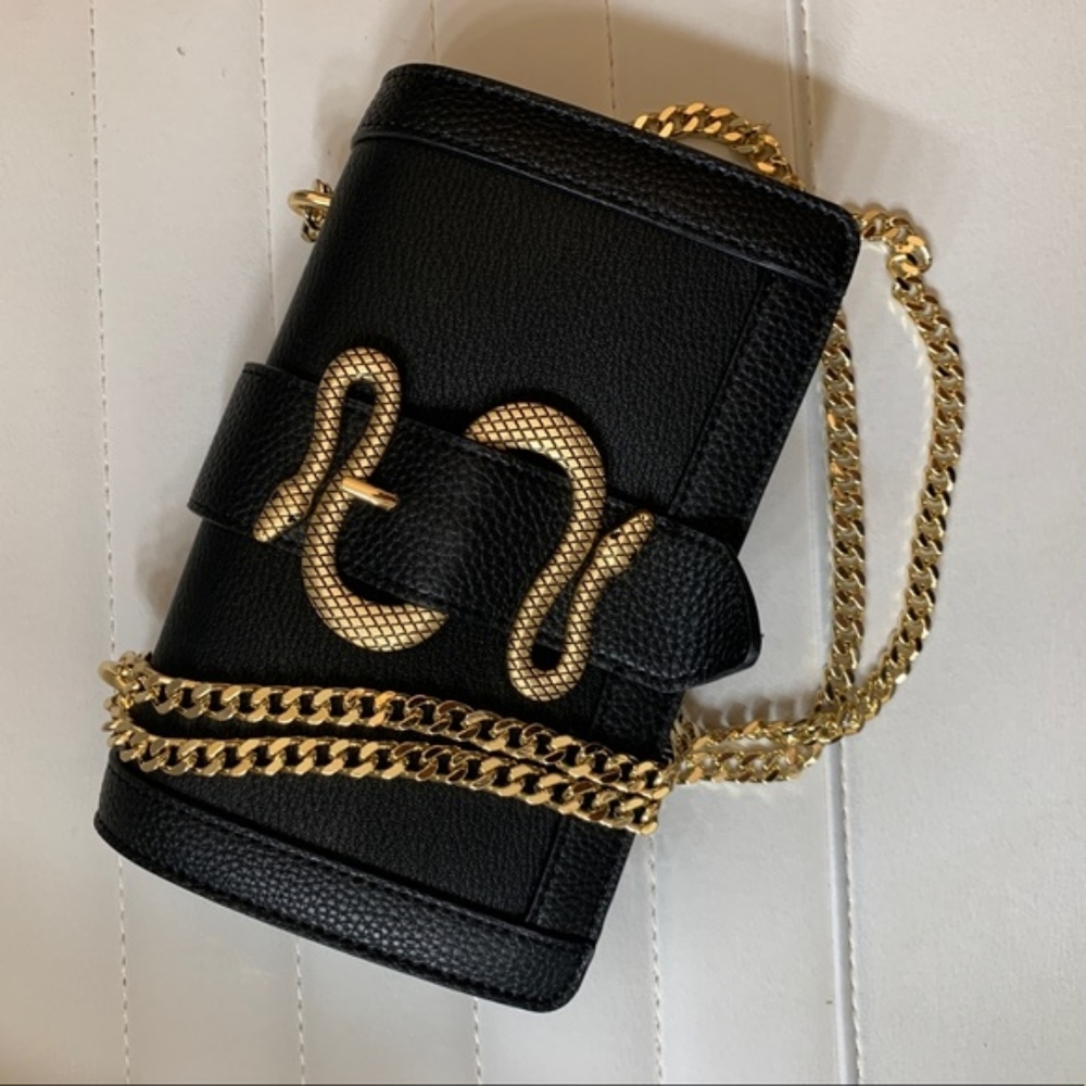 Clutch Gold Snake Buckle with Gold Chain Strap
